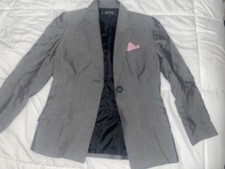 Kasper Gray Notch Lapel One-Button Blazer Suit Jacket Petites 2P Lined