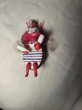 Di Carlini Ladybug Ornament Made In Italy Hand Painted Glass Vintage