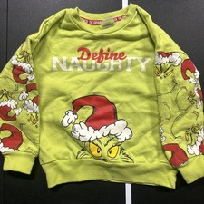 The Grinch 4T Define Naughty Sweatshirt Pullover Christmas Sweater Kids Green