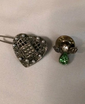 Vintage Silver Brooch With Pearls and August Birthstone Rhinestone ...