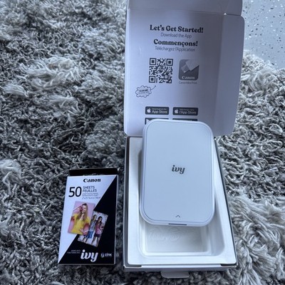 Canon Ivy 2 Mini Photo Printer White Bundle 50 Zink Photo Sheets