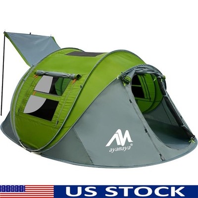 Waterproof Pop Up Tent 4 People W/ Skylight Rainfly Easy Setup 4 Season New