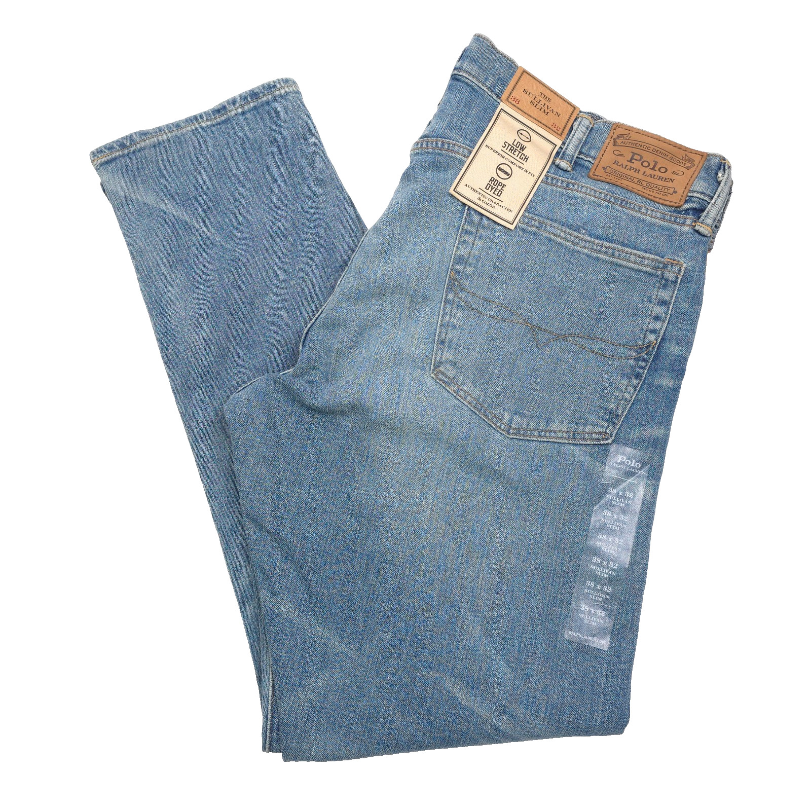 Polo Ralph Lauren Sullivan Slim Jeans Mens 38 X 32 Holt Blue Stretch Button Fly 22990₽