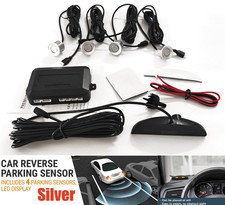 Silver 4 Parking Sensors Car Auto Reverse Backup Rear Buzzer Radar System Alarm Silver 4 Parking Sensors Car Auto Reverse Backup Rear Buzzer Radar System Alarm