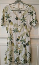 Shein Short Sleeve Button Down Pineapple Flowy Mini Dress Side L