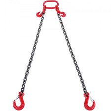 NEW VEVOR 3/8" x 6' Chain Sling 2 Legs G80 Lifting Chain with Grab Hooks 11000 l