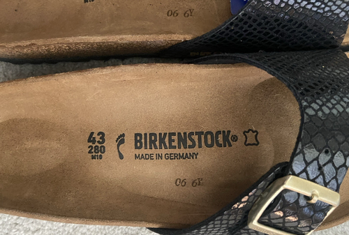 Birkenstock Madrid BS Sandals Shiny Snake Black Size 43 12 women, 10 men N M - Picture 2 of 6