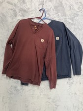 Lot of 2 Carhartt Men M Long Sleeve Pocket Sh...