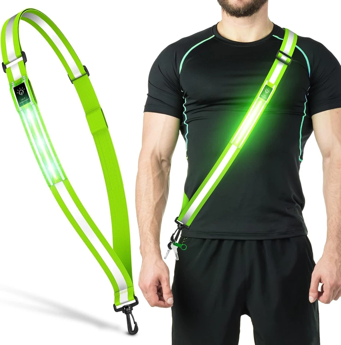 Hi-Vis Reflective Safety Belt - Elasticated Waist Belt For Running, Cycling & Walking