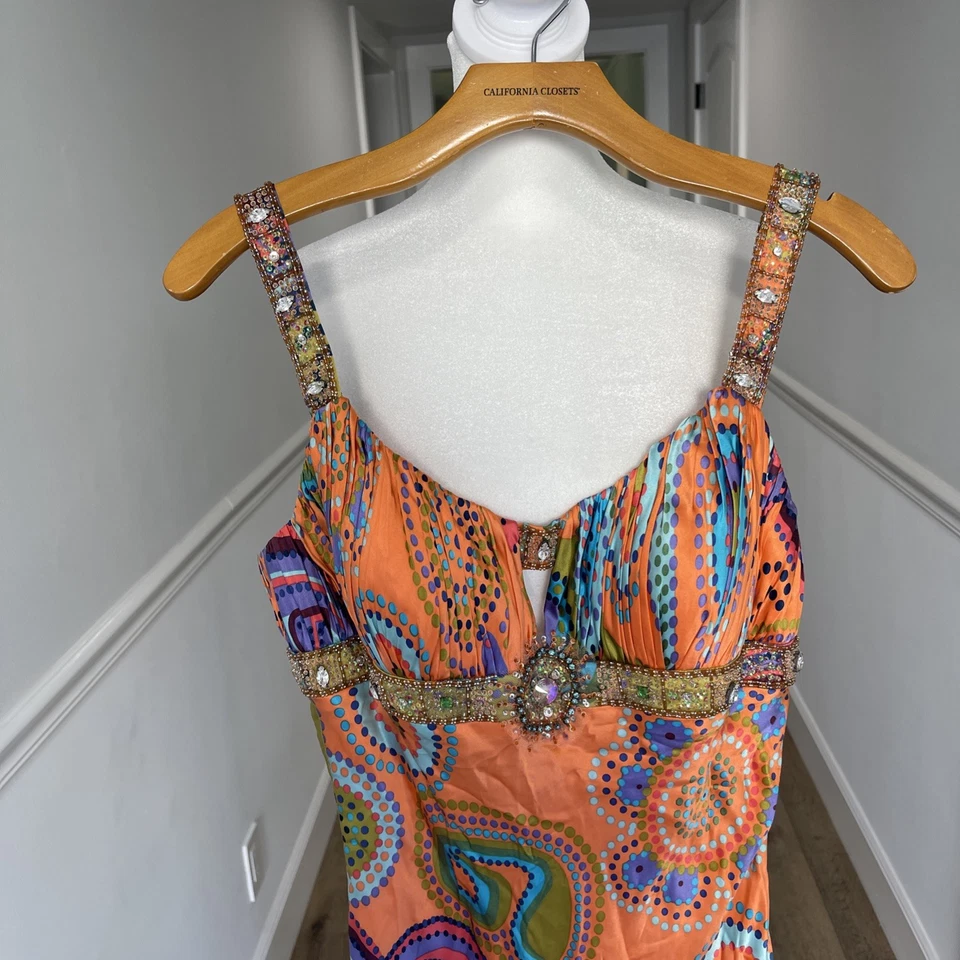 Maxi Vestido De Colección Cache Baile de graduación Seda Noche Formal Cache Retro Talla M/L Y2K Foto 2 de 4