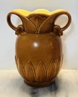 Vintage Red Wing Pottery #930 Double Handled Golden Brown & Yellow Lotus  Vase