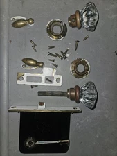 Vintage Antique Door Hardware  Locks Faceplates Glass, Brass Knobs