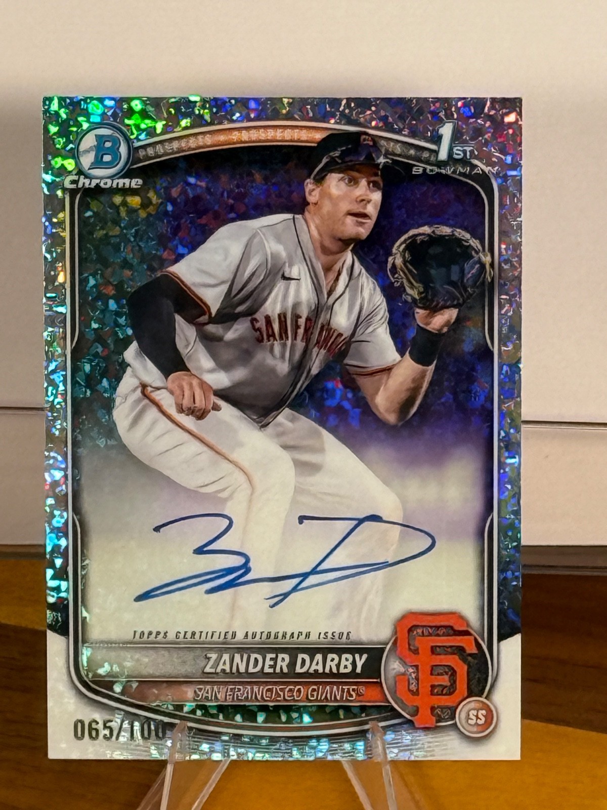 2025 Bowman Chrome Zander Darby 1st Bowman Auto Mini-Diamond Refractor /100