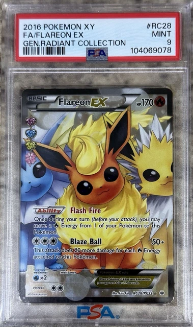 Pokemon 2016 XY Generations Radiant Collection Flareon EX RC28/RC32 PSA 9