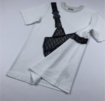 Rare Dior Saddle Bag Monogram Logo Short Sleeve White T-Shirt Size