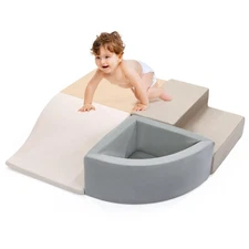 4-Pieces Climbing Toys for Toddlers 1-3, Foam Climbing Blocks for Kids Crawli...