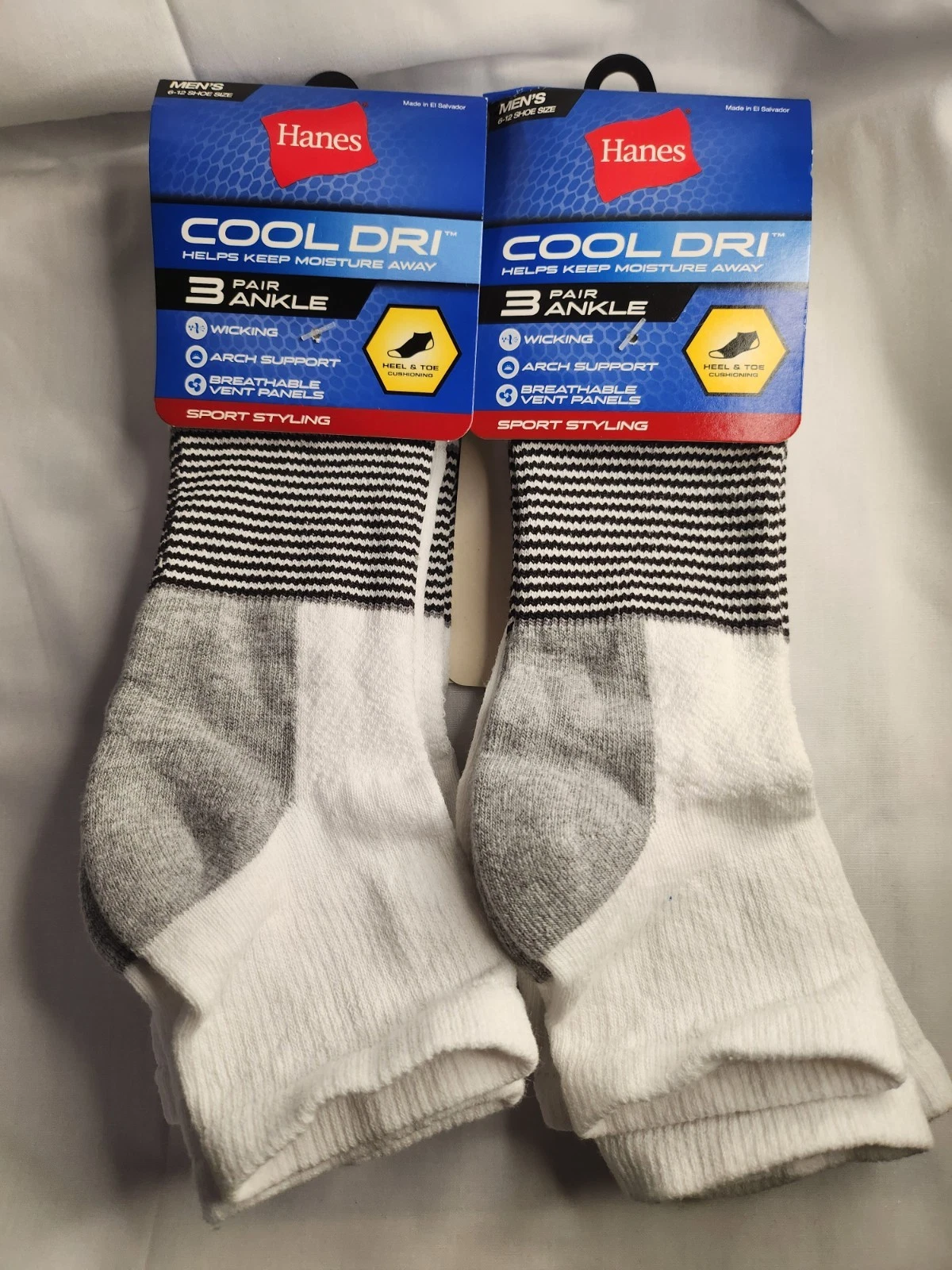 Hanes Men's Cool Dri™ Ankle Socks With Ventilation, 2-3Pack shoe size 6-12