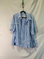 3.1 Phillip Lim x RTR Blue Stripe Short Sleeve Button Up Top Size L with Hole