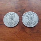 (2) Coin lot of Walking Liberty Silver Half Dollars 50c 1937-D and 1944