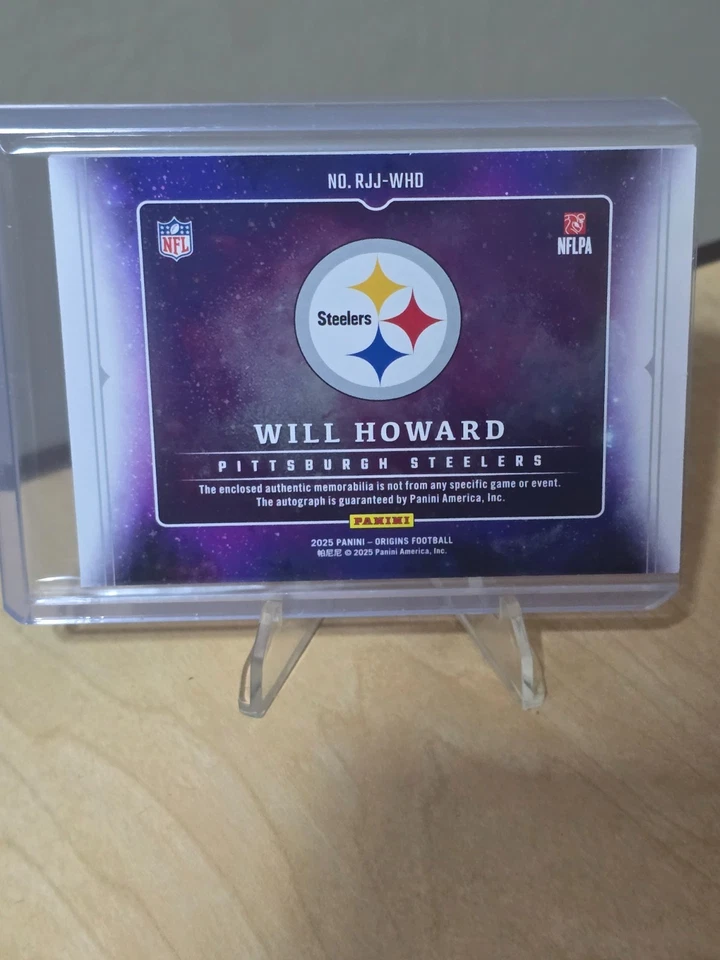 Parche de novato Will Howard 2025 Panini Origins automático RPA RC #RJJ-WHD Steelers Foto 2 de 2