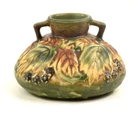 Roseville Pottery Handled Blackberry Vase, Shape 568-4"