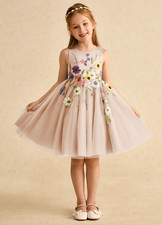 Azazie Prima English Rose A-Line Bow Tulle Dress Size 7
