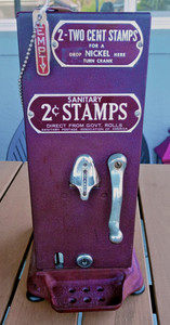 Vintage Schermack 2¢ Sanitary Stamp Vending Machine Cranks Takes Money No Key
