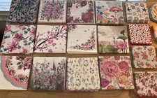 Flower Paper Napkins For Decoupage Crafting LOT Of 20 Flowers Printed