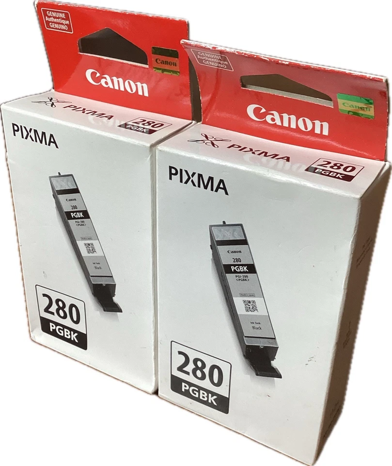 Paquete de 2 cartuchos de tinta negros Canon Pixma PGI-280 PGBK ORIGINALES CAJAS SELLADAS NUEVAS Foto 3 de 4