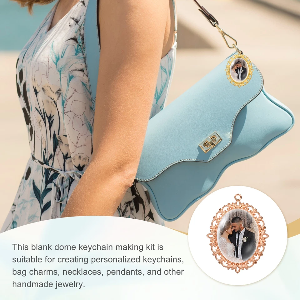 Kit de 10 piezas para hacer colgantes Kit de bandeja colgante ovalada de 30 mm, oro rosa Foto 4 de 4