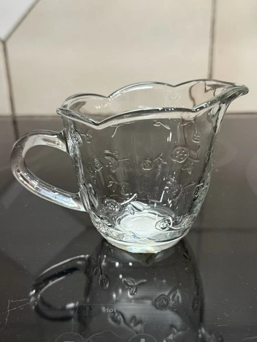 Vintage Anchor Hocking Clear Savannah Glass Creamer Floral Pattern NWT