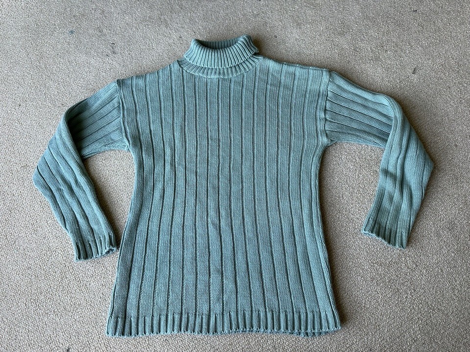 Taxi Womens Aqua Pullover Knit Jumper/Sweater Size M Knitwear Turtleneck