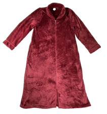 Women's Zipper Robe House Coat Lounger Full Length Zip Rose Pattern Bathrobe M