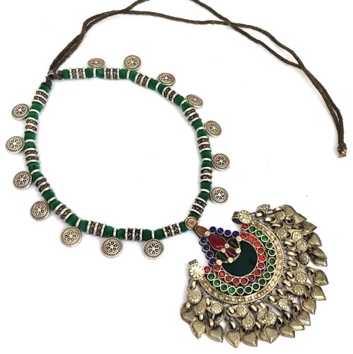 Collar Colgante Vintage Hecho a Mano Ats Banjara Tribal Kuchi Afgano - Imagen 2 de 3