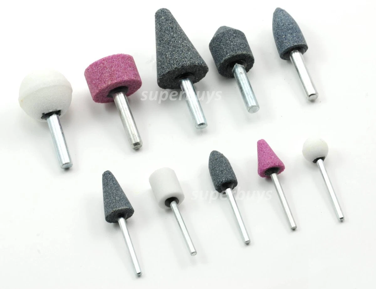 10pcs 3mm 6mm Ceramic Stone Mounted For Rotary Die Grinder Drill Bit Tool Kit