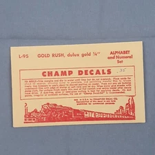 Champ Decals L-95 Gold Rush Font Dulux Gold 1/4" Letters Numbers HO N O Scale