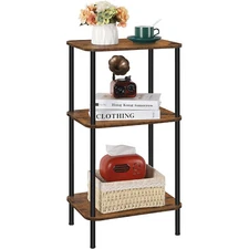 30" H Small End Table with Storage Shelves,Tall Nightstand for Living Room Brown