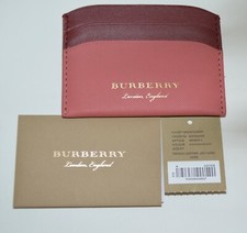 NWT BURBERRY MULTICOLOUR PINK LEATHER IZZY CARD CASE WALLET