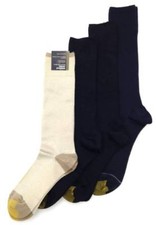  45 Gold Toe Men'S 4 Pair Pack Beige Black Blue Rib Crew Dress Socks Shoe 6-12