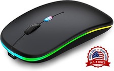 Ratón inalámbrico Bluetooth, ratón recargable para ordenador portátil (Negra)