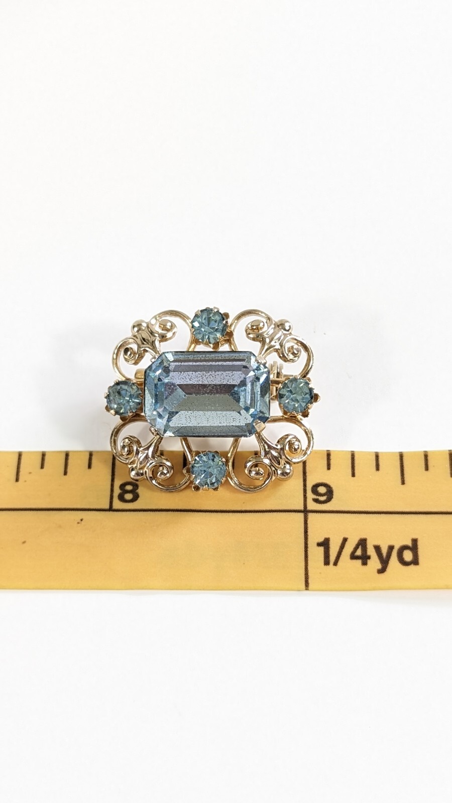 Coro Signed Light Blue Rectangle Elegant Gold Ton… - image 5