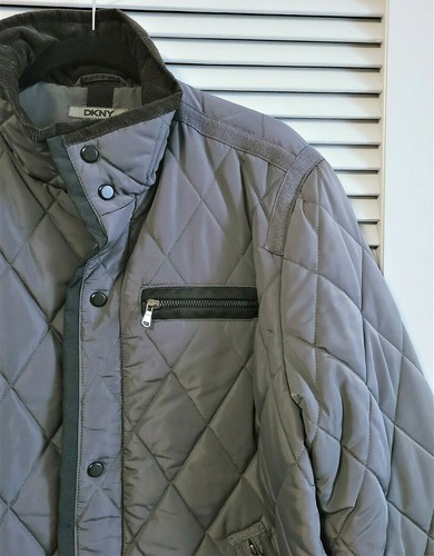 DKNY gray stitched filling high-neck long slev jacket XL - Picture 2 of 4