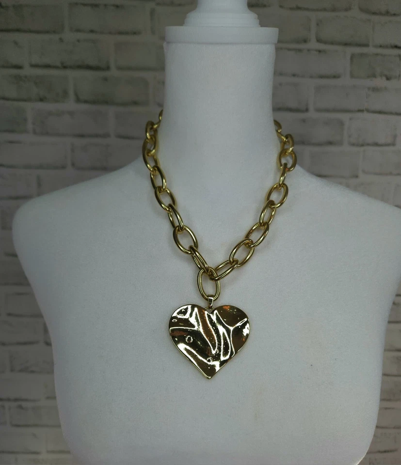 Thalia Sodi Goldtone Hammered Heart Necklace - Image 3 of 4
