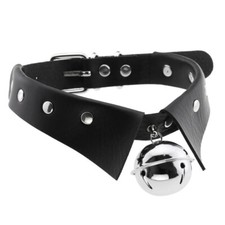 New Punk PU Leather for Women Girls Choker Collar Necklace with Bell 16 Colors