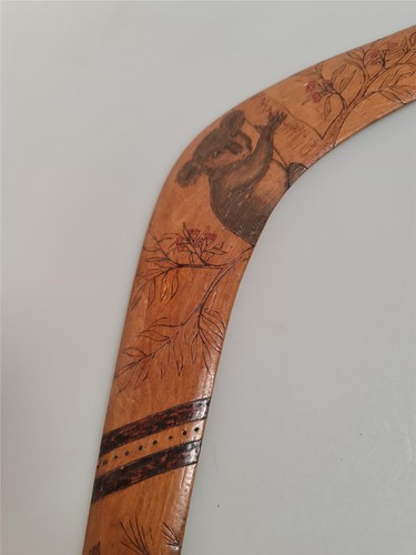 DECORATED BOOMERANG Carved Wooden ABORIGINAL AUSTRALIA - Picture 4 of 8