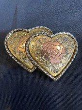 Vintage 80s Women s Small Hearts Roses Belt Buckle Classic Cowgirl- W USA