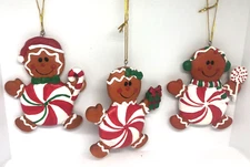 Gingerbread Candy Ornament Set Lot Of 3 Holiday Gift Christmas Tree Decoration