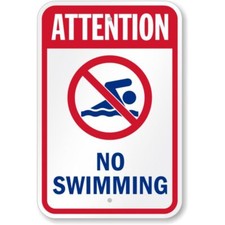 Attention No Swimming Pool Being Cleaned Aluminum Weatherproof Sign p819