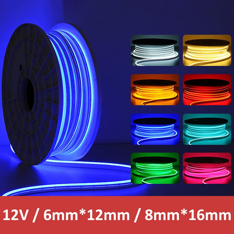 164ft 12V Flexible LED Neon Strip Lights Silicone Tube Waterproof Building Decor