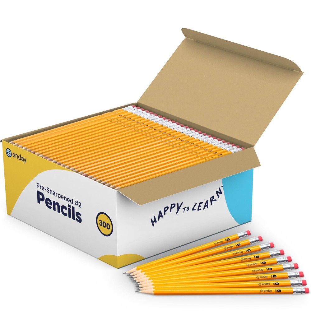 #2 Pencils Bulk - 300 Pack, Pre-Sharpened Wood-Cased Pencils in Bulk with Lat...